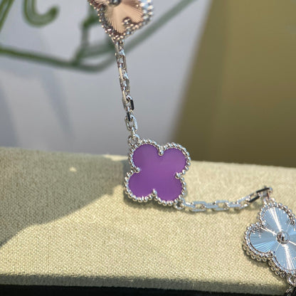 [Amore Jewelry]CLOVER  5 MOTIFS  PURPLE VIOLET BRACELET SILVER