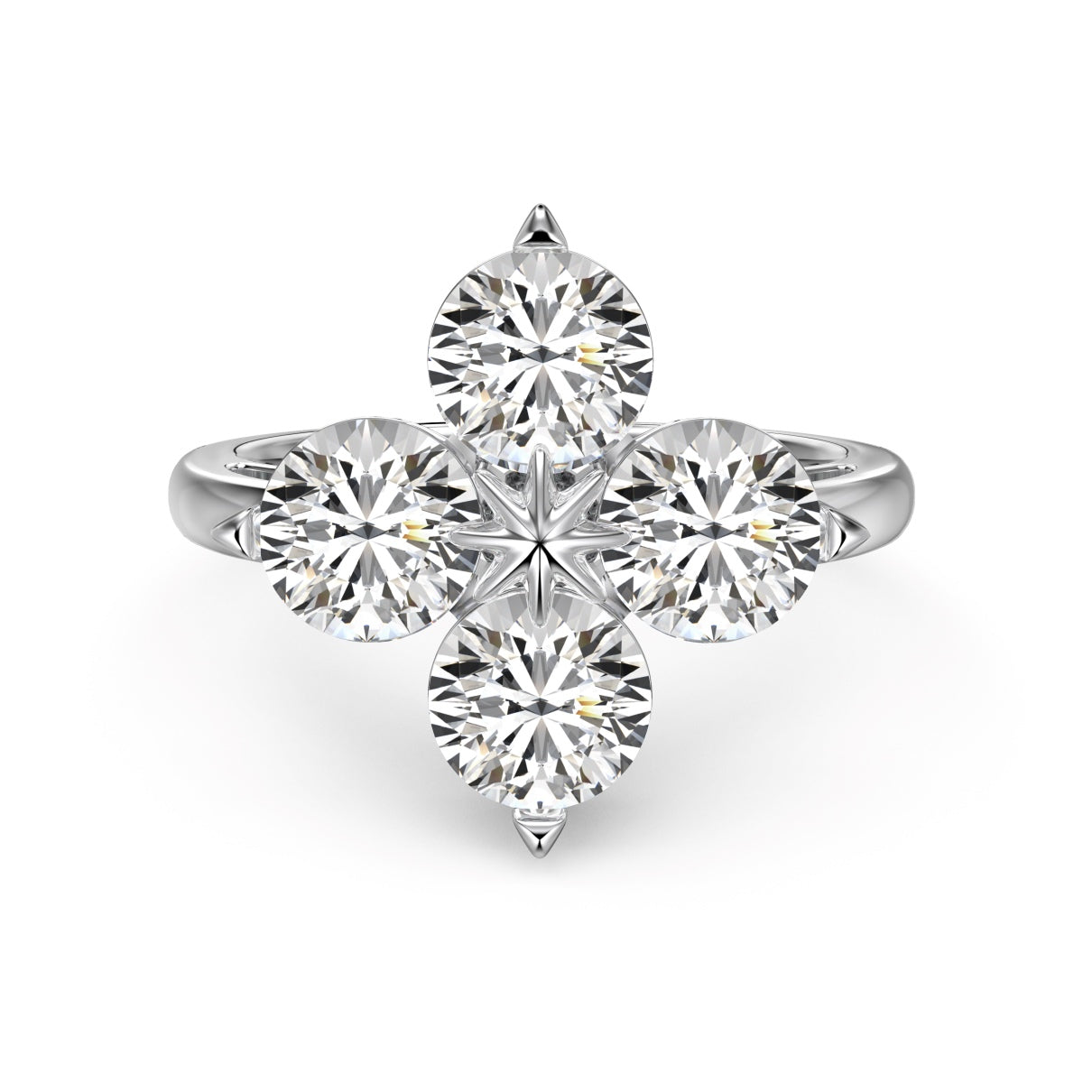 [Amore Jewelry]Four-Leaf Clover Eight-Pointed Star Ring