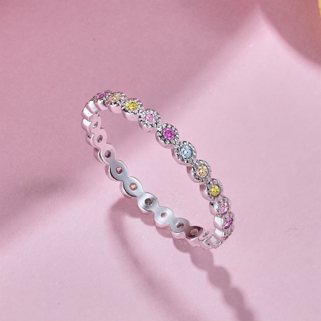 [Amore Jewelry]Radiant Sparkling Round Cut Daily Ring