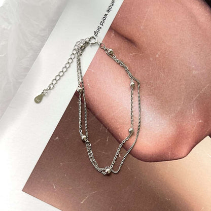 [Amore Jewelry]Delicate Bead Double Layer Bracelet