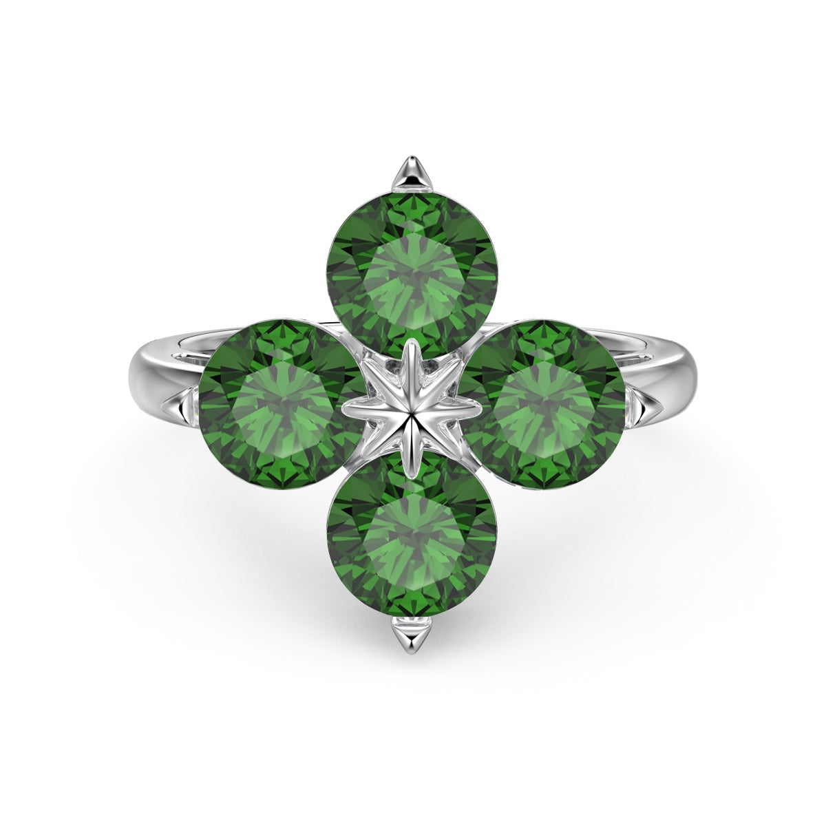 [Amore Jewelry]Four-Leaf Clover Eight-Pointed Star Ring