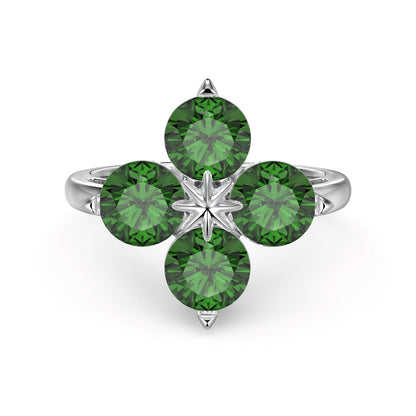 [Amore Jewelry]Four-Leaf Clover Eight-Pointed Star Ring