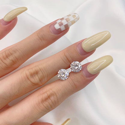 [Amore Jewelry]Stylish Shiny Round Center Stone Stud Earrings