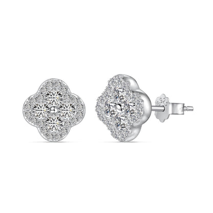 [Amore Jewelry]Four-Leaf Clover Flower Shaped Earrings