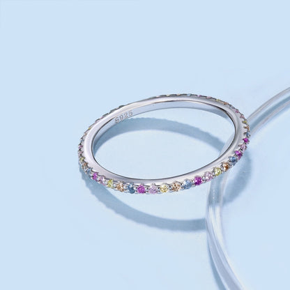 [Amore Jewelry]Ornate Colorful Round Cut Tennis Ring