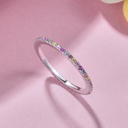 [Amore Jewelry]Ornate Colorful Round Cut Tennis Ring
