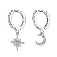 [Amore Jewelry]Star and Moon Asymmetric Earrings