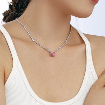 [Amore Jewelry]4.0 Carat Elegant Radiant Cut Necklace
