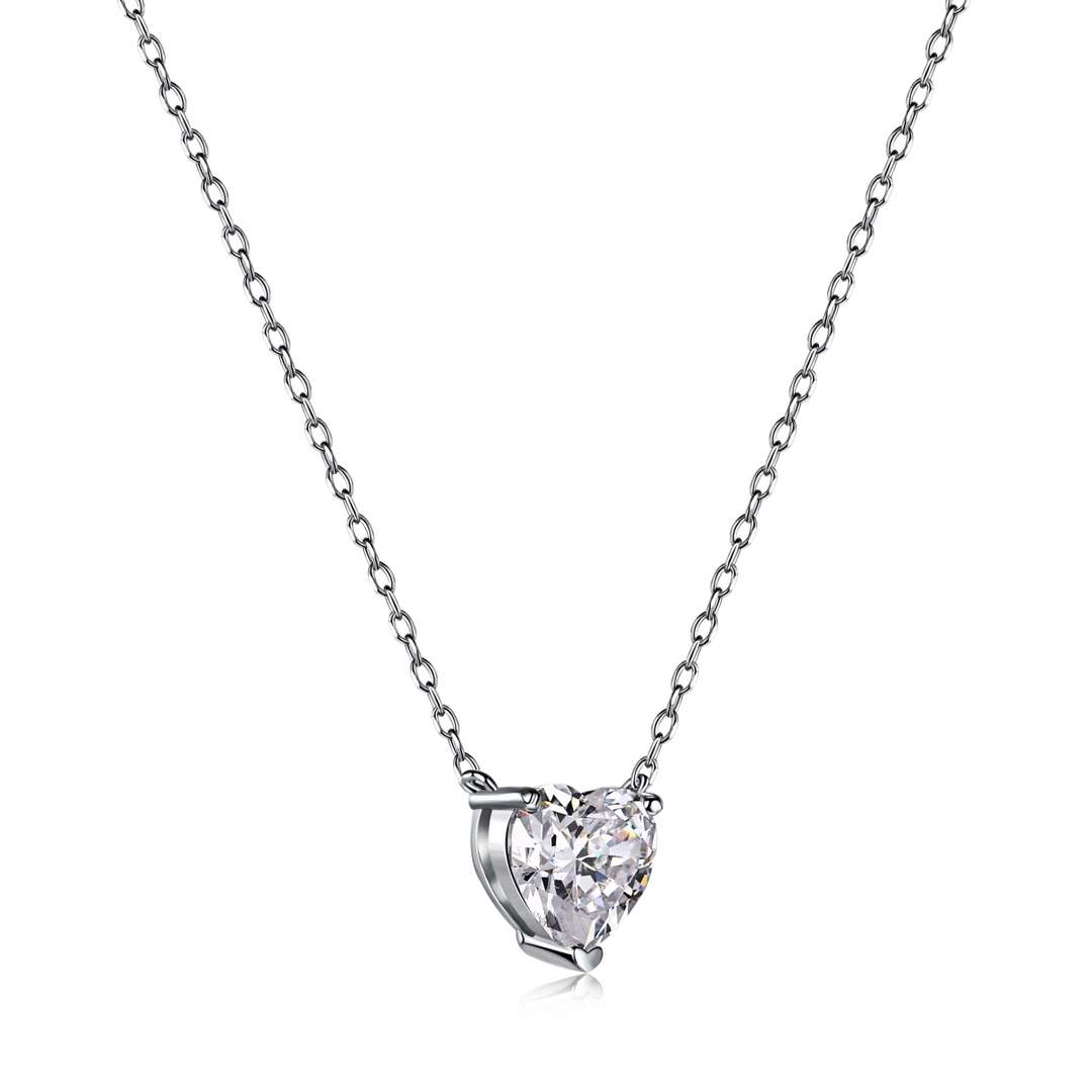 [Amore Jewelry]Heart Shape Main Stone Pendant Collarbone Necklace
