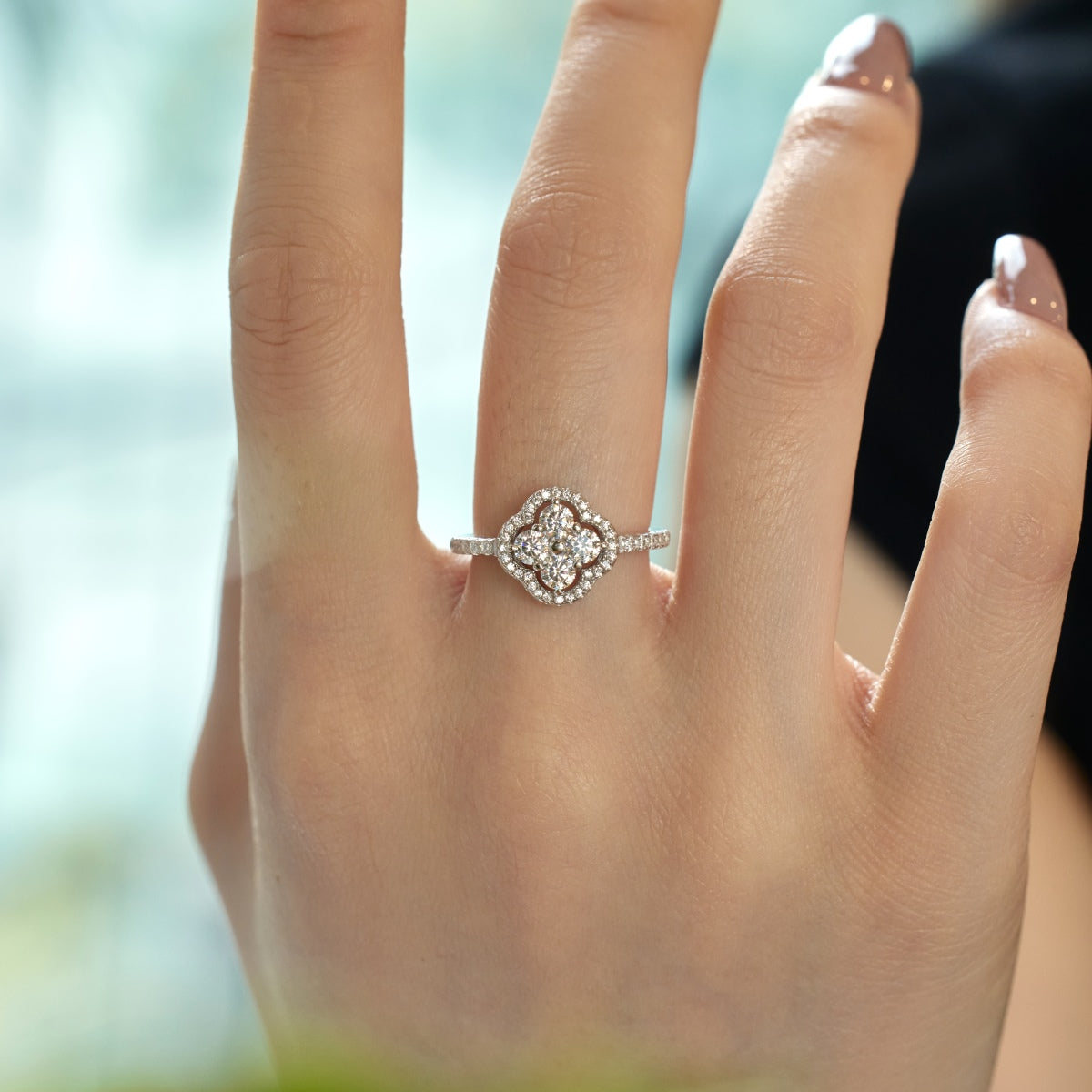 [Amore Jewelry]Four Leaf Clover Flower Design Ring