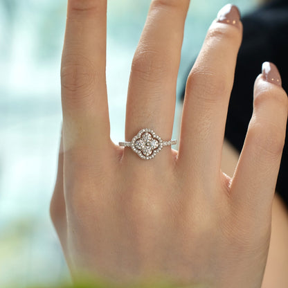 [Amore Jewelry]Four Leaf Clover Flower Design Ring