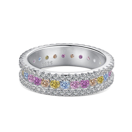 [Amore Jewelry]Delicate Colorful Round Cut Daily Ring