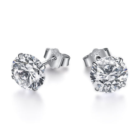 [Amore Jewelry]Stylish Shiny Round Center Stone Stud Earrings