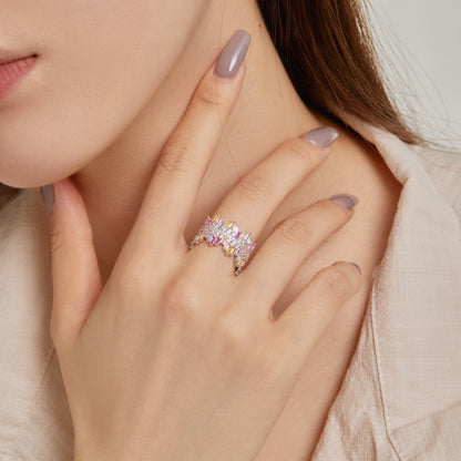 [Amore Jewelry]Luxurious Colorful Radiant Cut Daily Ring