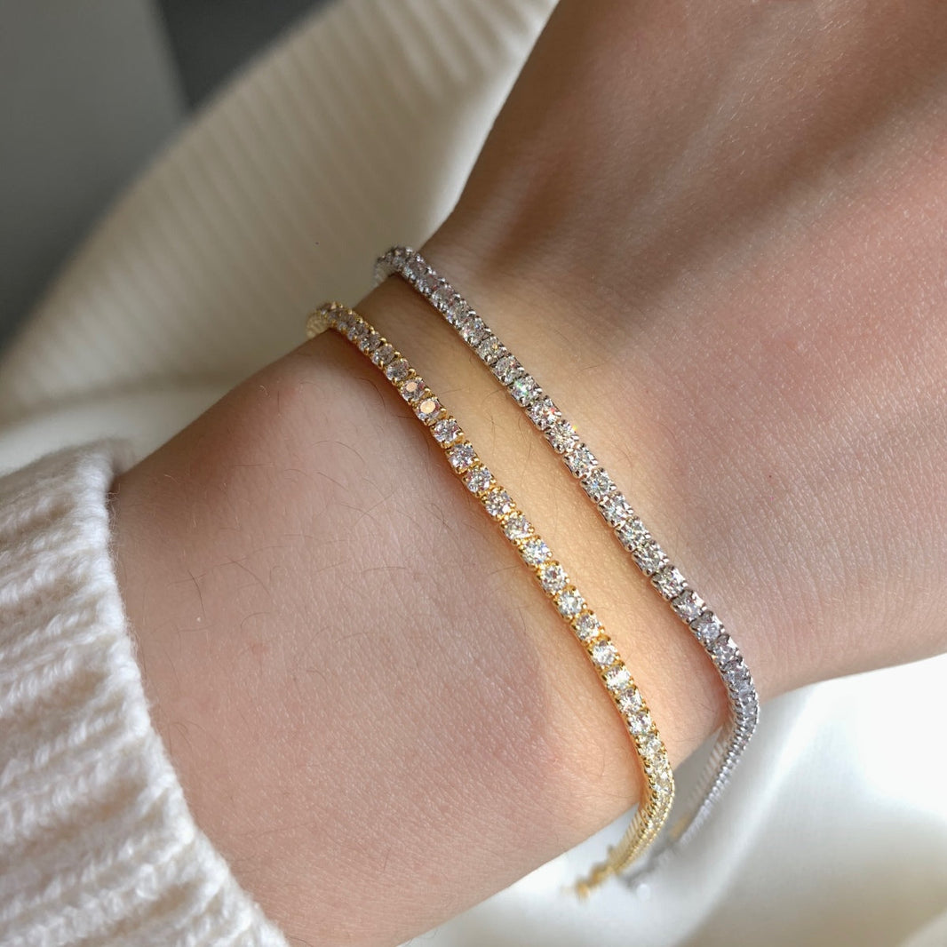 [Amore Jewelry]Radiant Shinning Princess Cut Tennis Bracelet