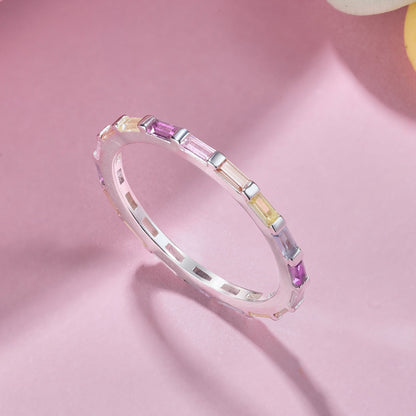 [Amore Jewelry]Exquisite Multicolored Emerald Cut Daily Ring