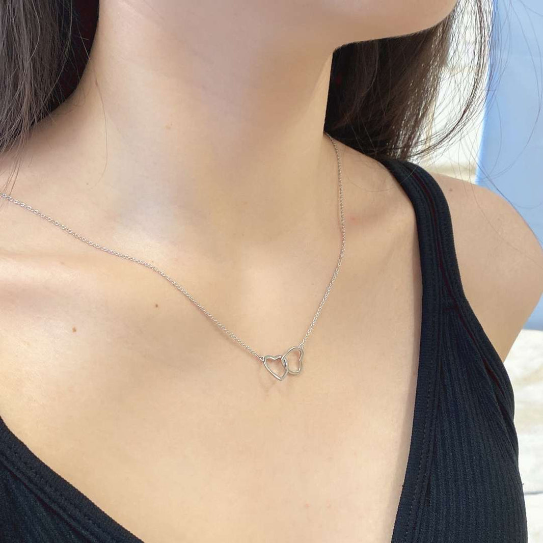 [Amore Jewelry]Sterling Silver Love Double Ring Necklace