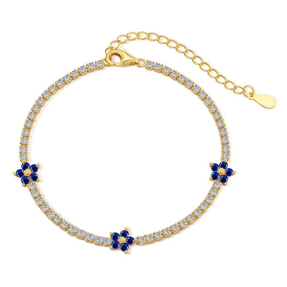 [Amore Jewelry]Sparkling Flower Shape Tennis Bracelet