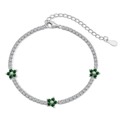 [Amore Jewelry]Sparkling Flower Shape Tennis Bracelet