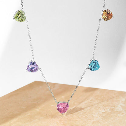 [Amore Jewelry]Sparkling Colorful Heart Cut Necklace