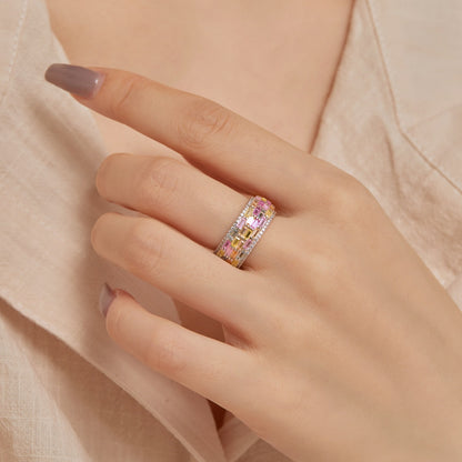 [Amore Jewelry]Radiant Colorful Radiant Cut Daily Ring