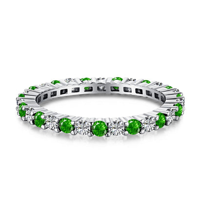 [Amore Jewelry]Exquisite Colorful Round Cut Tennis Ring