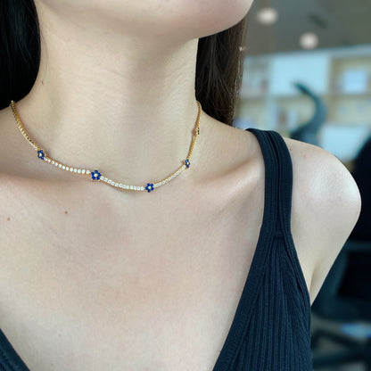 [Amore Jewelry]Luxurious Colorful Flower Tennis Necklace