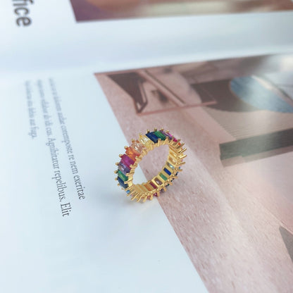 [Amore Jewelry]Unique Colorful Radiant Cut RIng