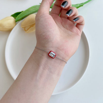 [Amore Jewelry]2.0 Carat Sparkling Colorful Emerald Cut Daily Bracelet