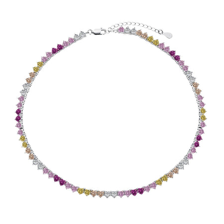 [Amore Jewelry]Sparkling Colorful Full Heart Tennis Necklace