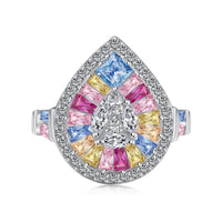 [Amore Jewelry]Elegant Colorful Water Drop Shape Banquet Ring