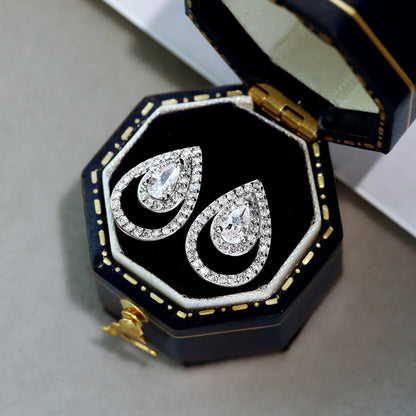 [Amore Jewelry]Sparkling Delicate Water Drop Shape Daily Earrings