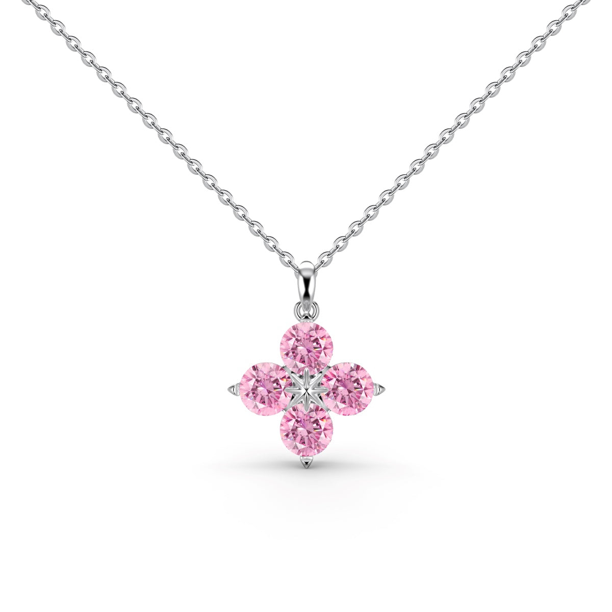 [Amore Jewelry]Four-Leaf Clover And Eight-Pointed Star Necklace