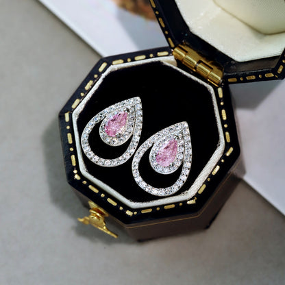 [Amore Jewelry]Sparkling Delicate Water Drop Shape Daily Earrings