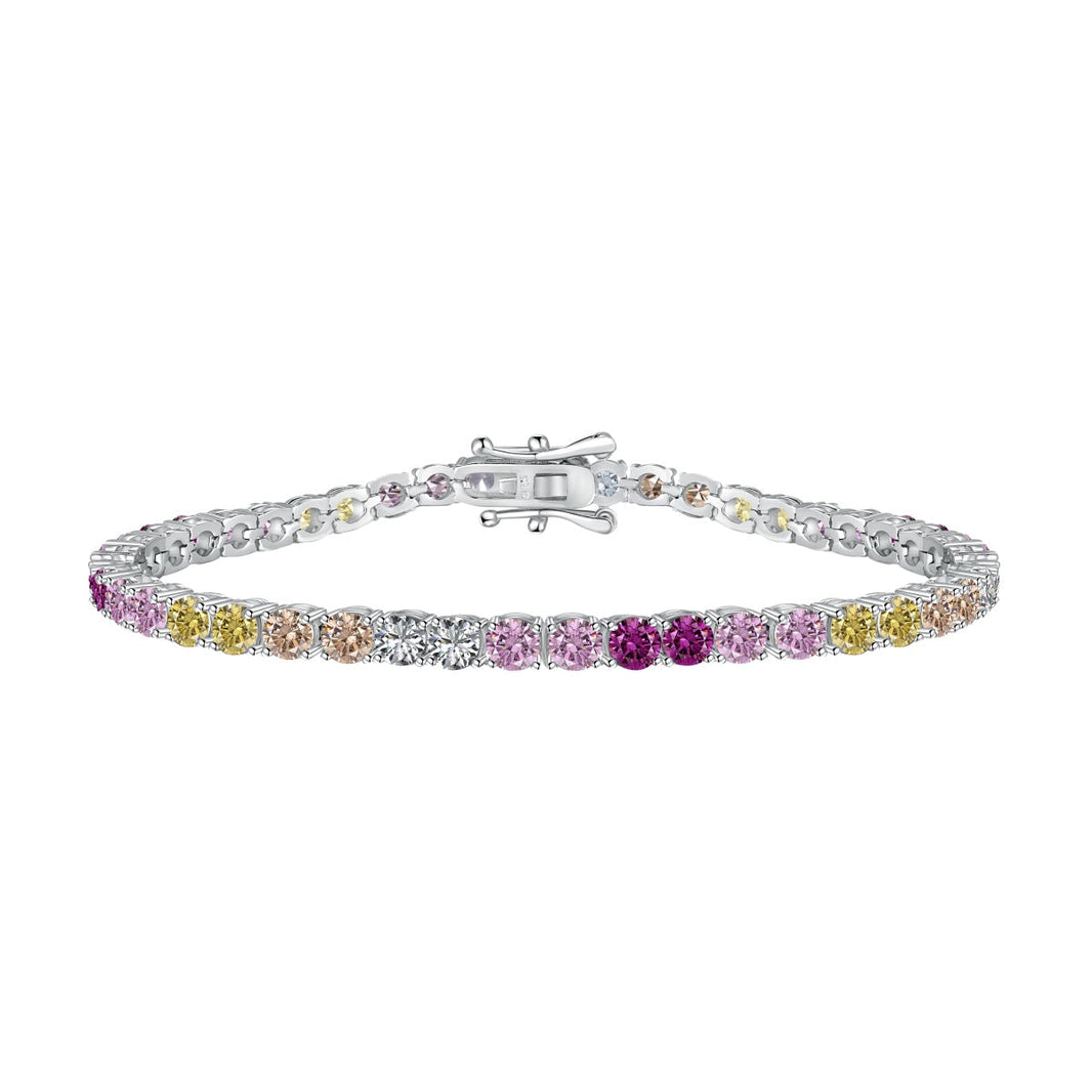 [Amore Jewelry]Radiant Colorful Round Cut Tennis Bracelet