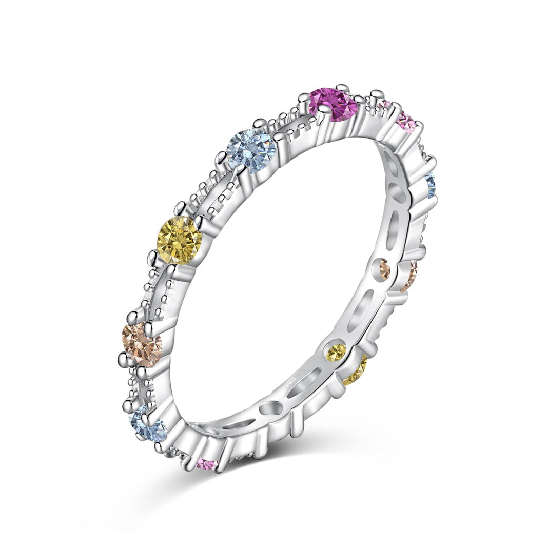 [Amore Jewelry]Sparkling Colorful Round Cut Tennis Ring