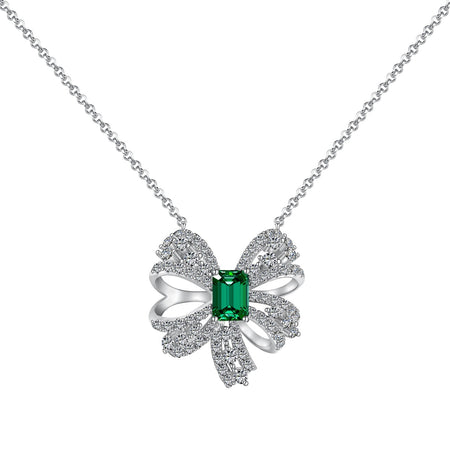 [Amore Jewelry]Luxurious Flower Shape Emerald Cut Necklace