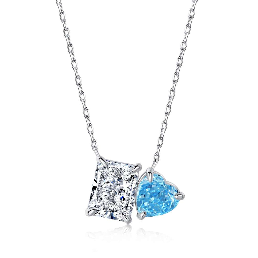 [Amore Jewelry]Dazzling Square & Heart Shape Necklace