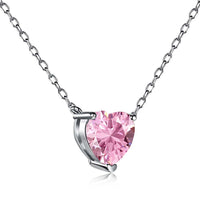 [Amore Jewelry]Heart Shape Main Stone Pendant Collarbone Necklace