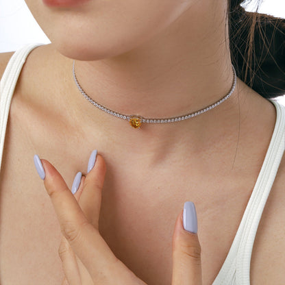 [Amore Jewelry]2.0 Carat Sparkling Tennis Heart Cut Necklace