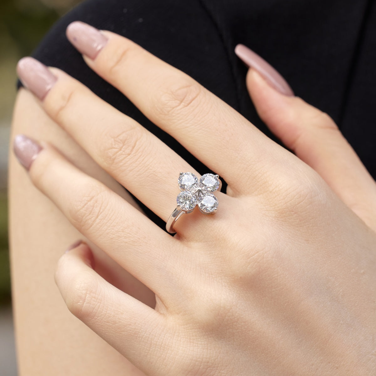 [Amore Jewelry]Four-Leaf Clover Eight-Pointed Star Ring