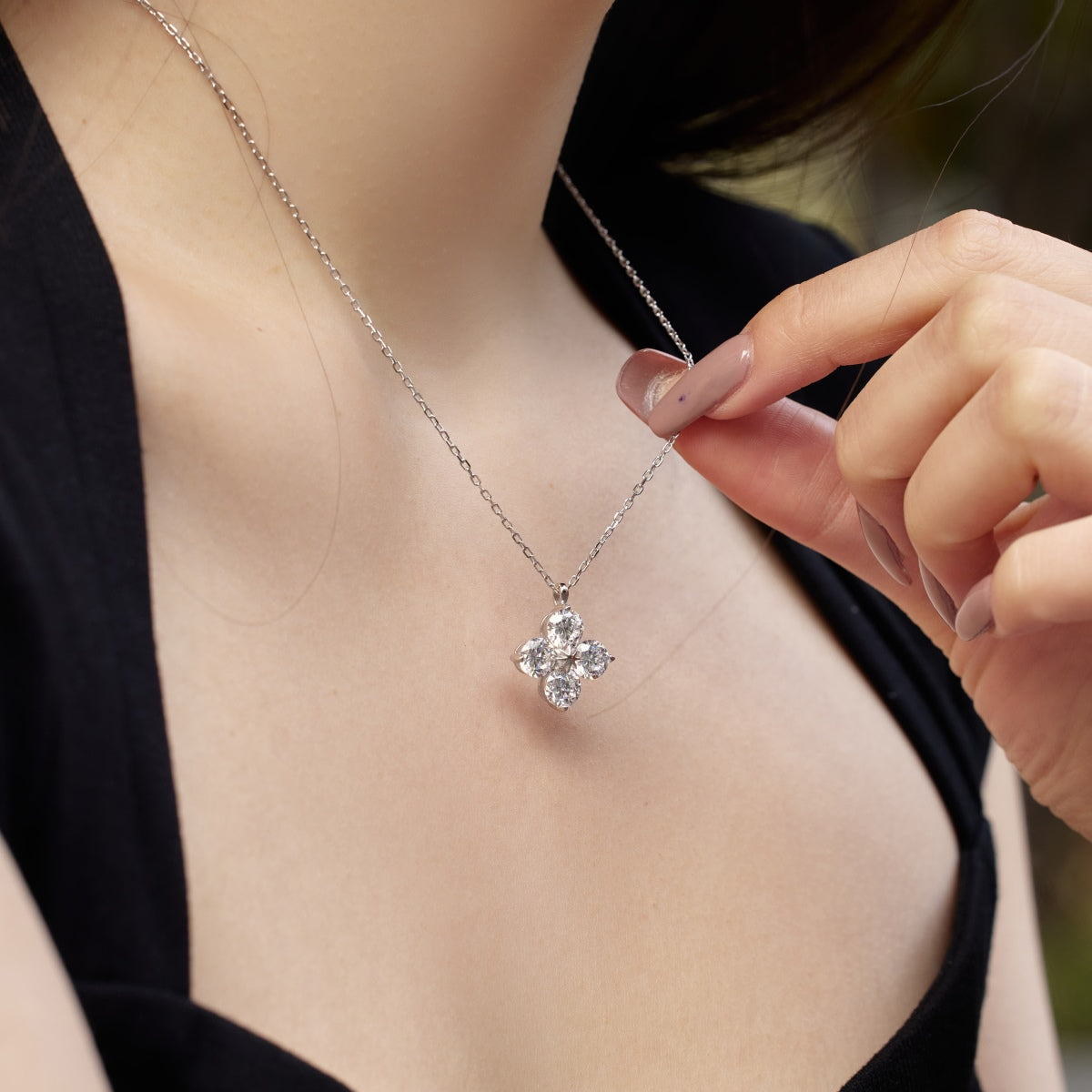 [Amore Jewelry]Four-Leaf Clover And Eight-Pointed Star Necklace