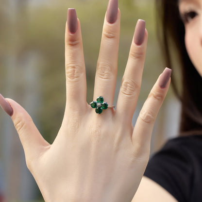 [Amore Jewelry]Four-Leaf Clover Eight-Pointed Star Ring