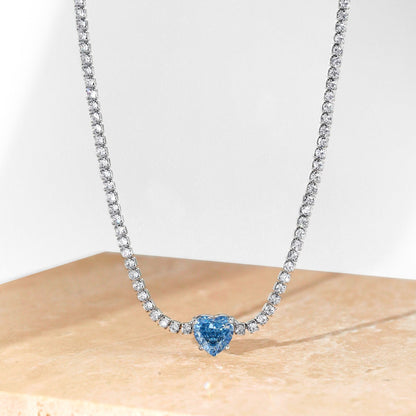 [Amore Jewelry]2.0 Carat Sparkling Tennis Heart Cut Necklace