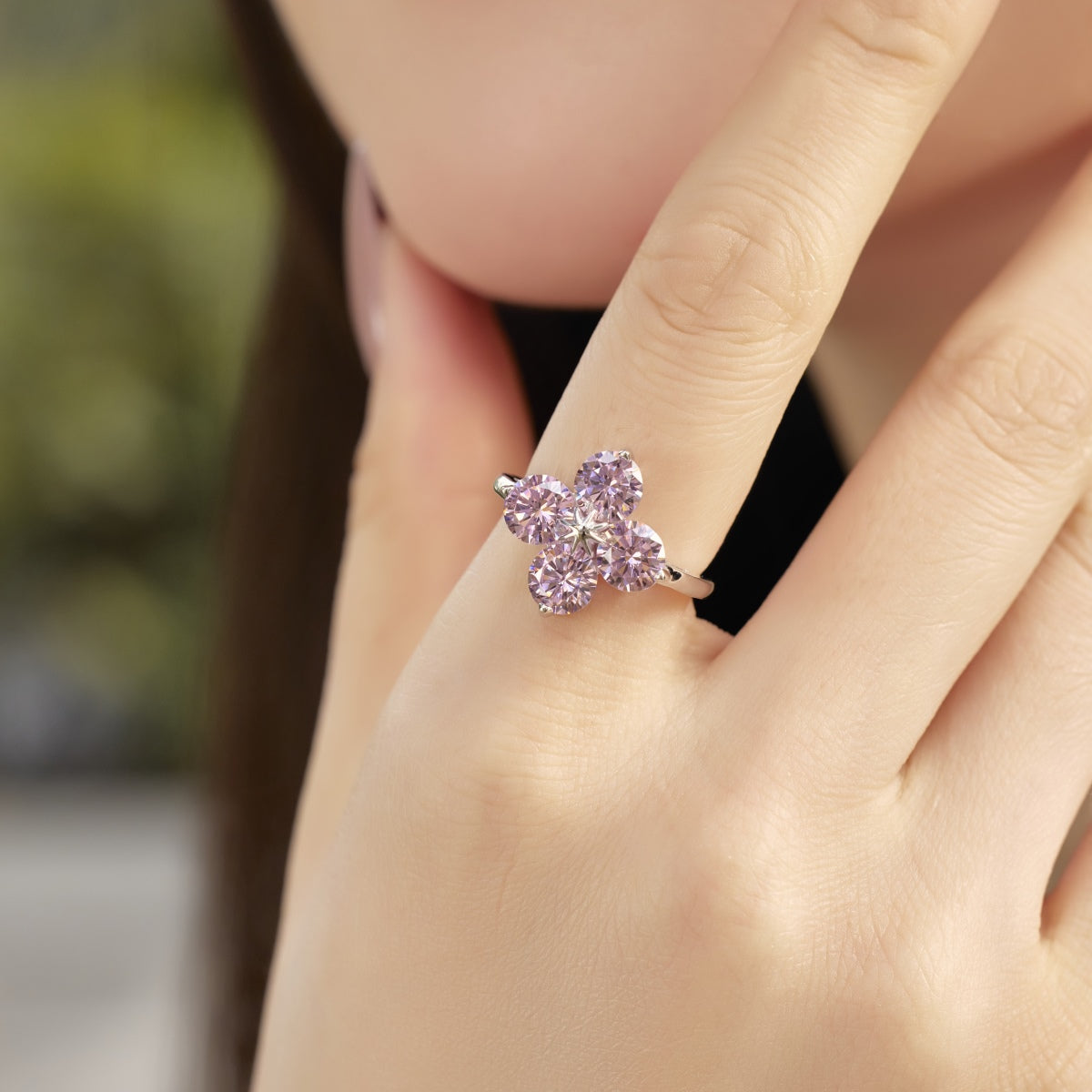 [Amore Jewelry]Four-Leaf Clover Eight-Pointed Star Ring