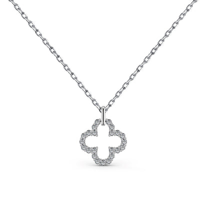 [Amore Jewelry]Four-Leaf Clover Hollow Design Exquisite Necklace
