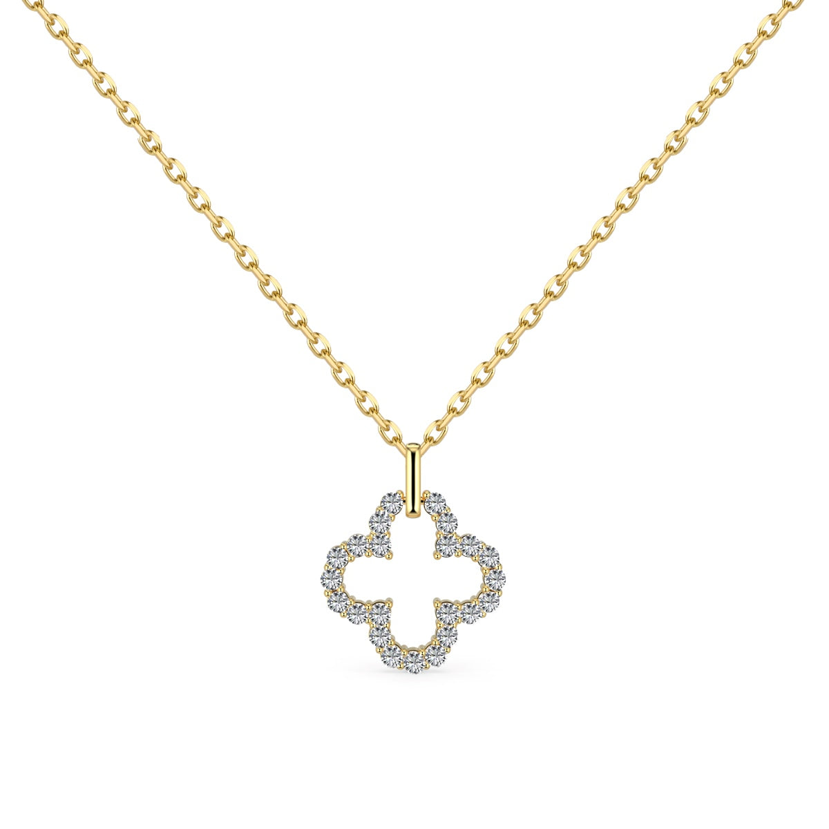 [Amore Jewelry]Four-Leaf Clover Hollow Design Exquisite Necklace