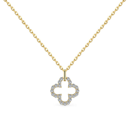 [Amore Jewelry]Four-Leaf Clover Hollow Design Exquisite Necklace