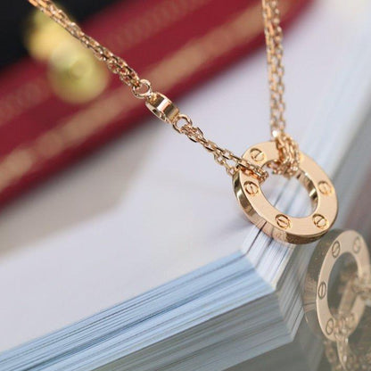 [Amore Jewelry]LOVE NECKLACE ADJUSTABLE ROSE GOLD 2 DIAMOND