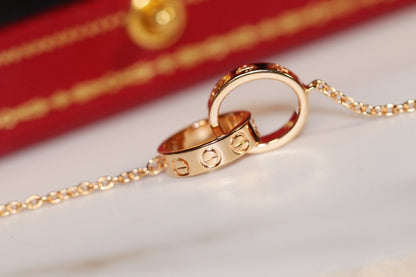 [Amore Jewelry]LOVE NECKLACE PINK GOLD AND SILVER